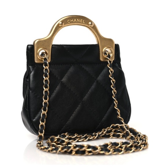 Chanel Lady Handle Flap Card Holder with Chain Black - Picture 2 of 11